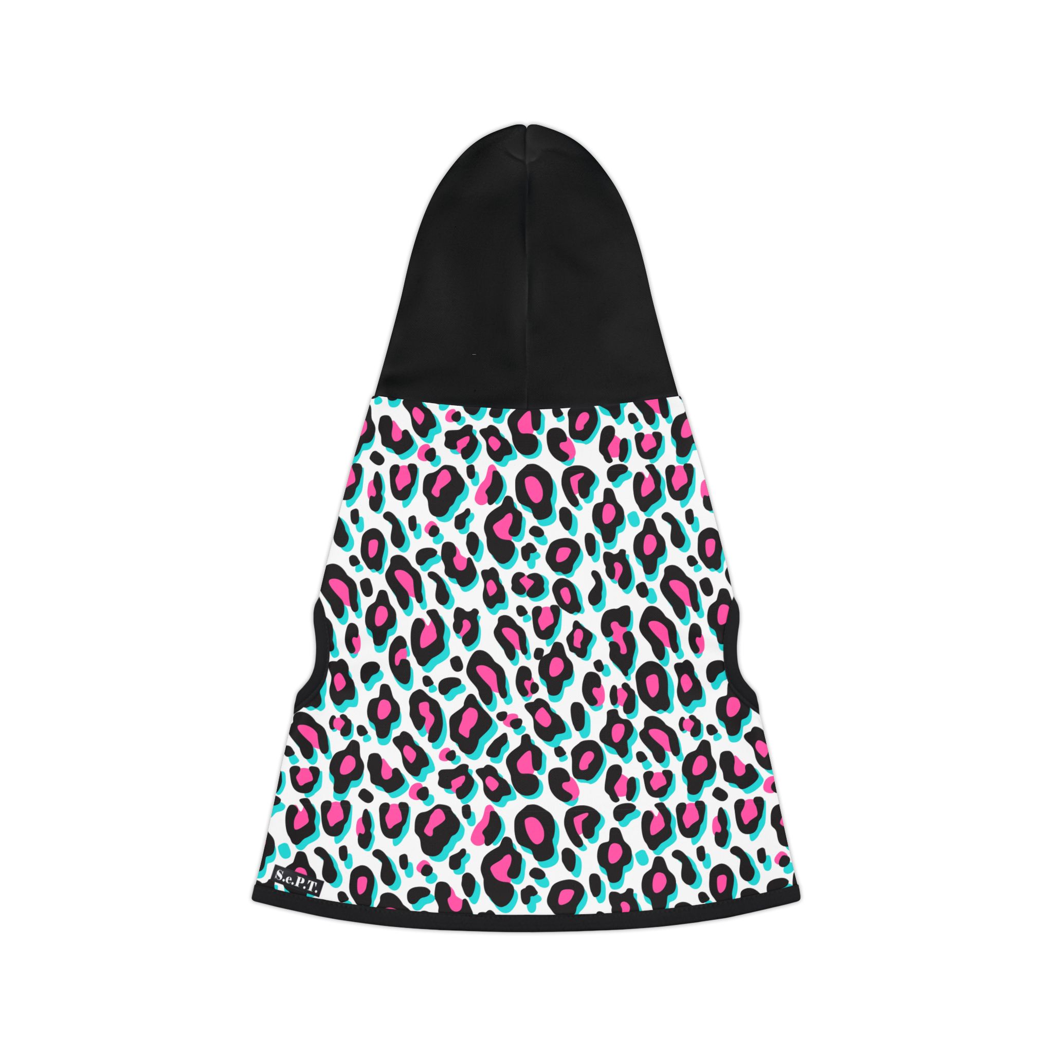 Fuchsia & Aqua Leopard Print Cat & Dog Pet Hoodie - (S.e.P.T.™) - Image 3