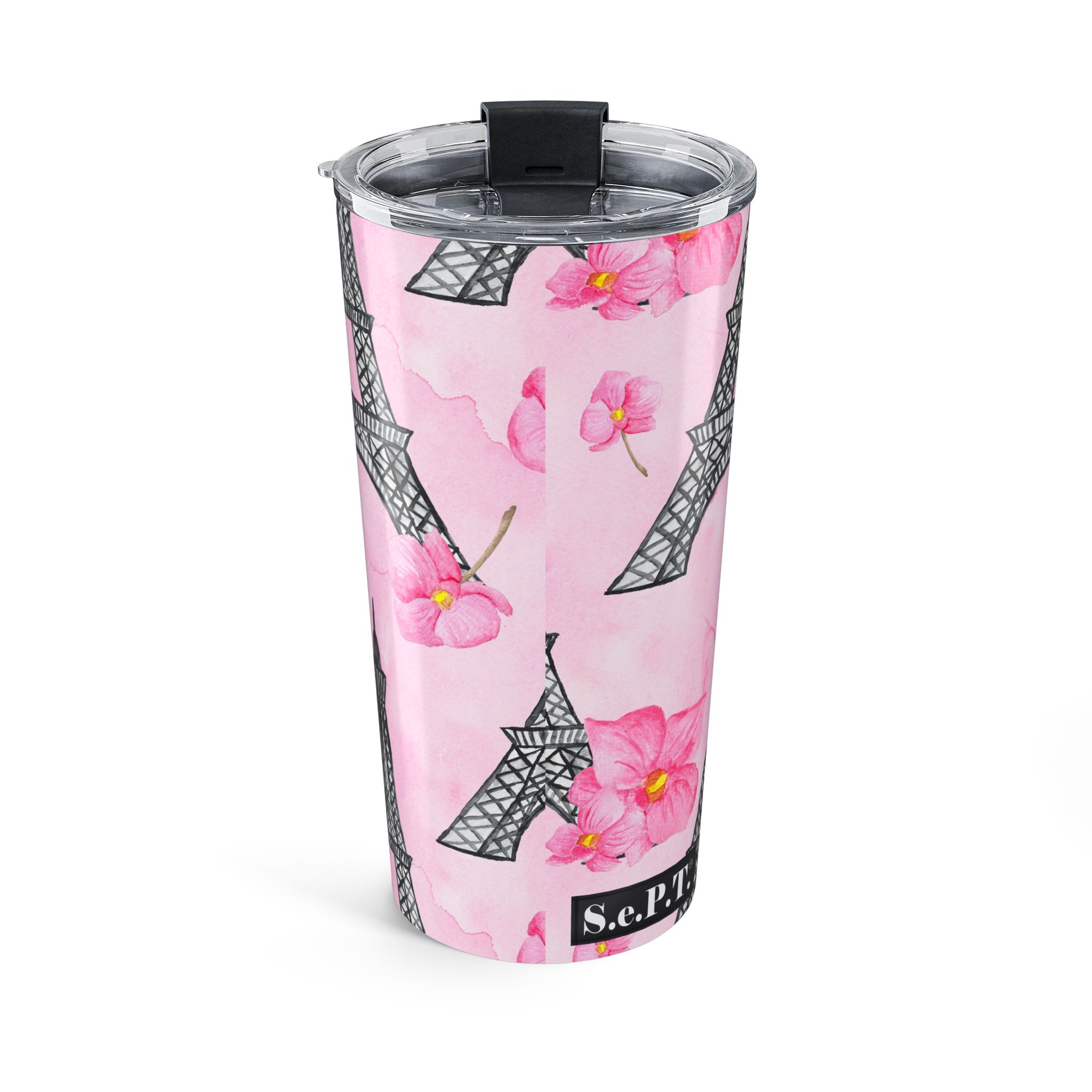Parisian Eiffel Tower & Pink Floral - Tumbler 20oz - (S.e.P.T.™) - Image 2
