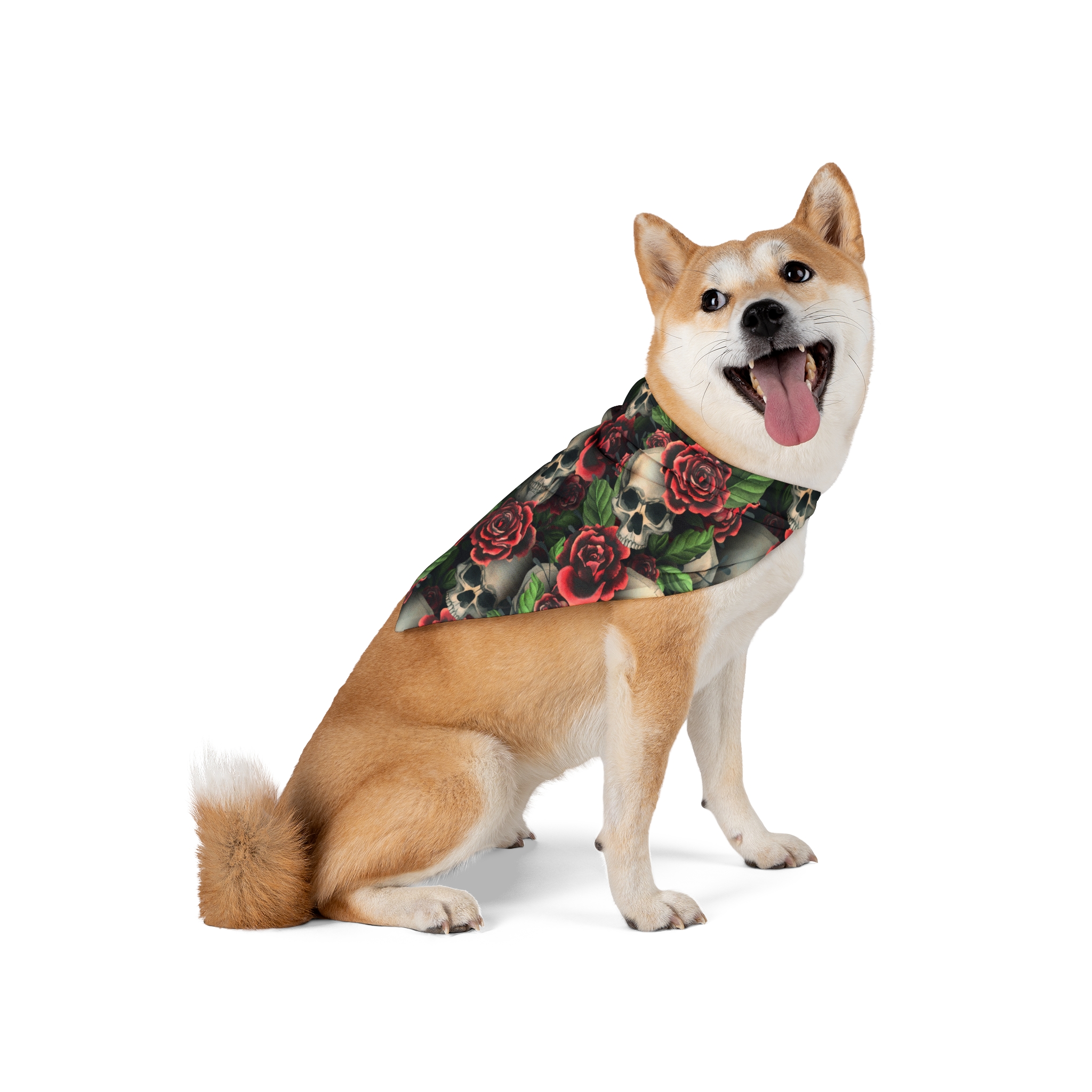 Gothic Skulls & Red Roses Print Dog Pet Bandana - (S.e.P.T.™) - Image 5