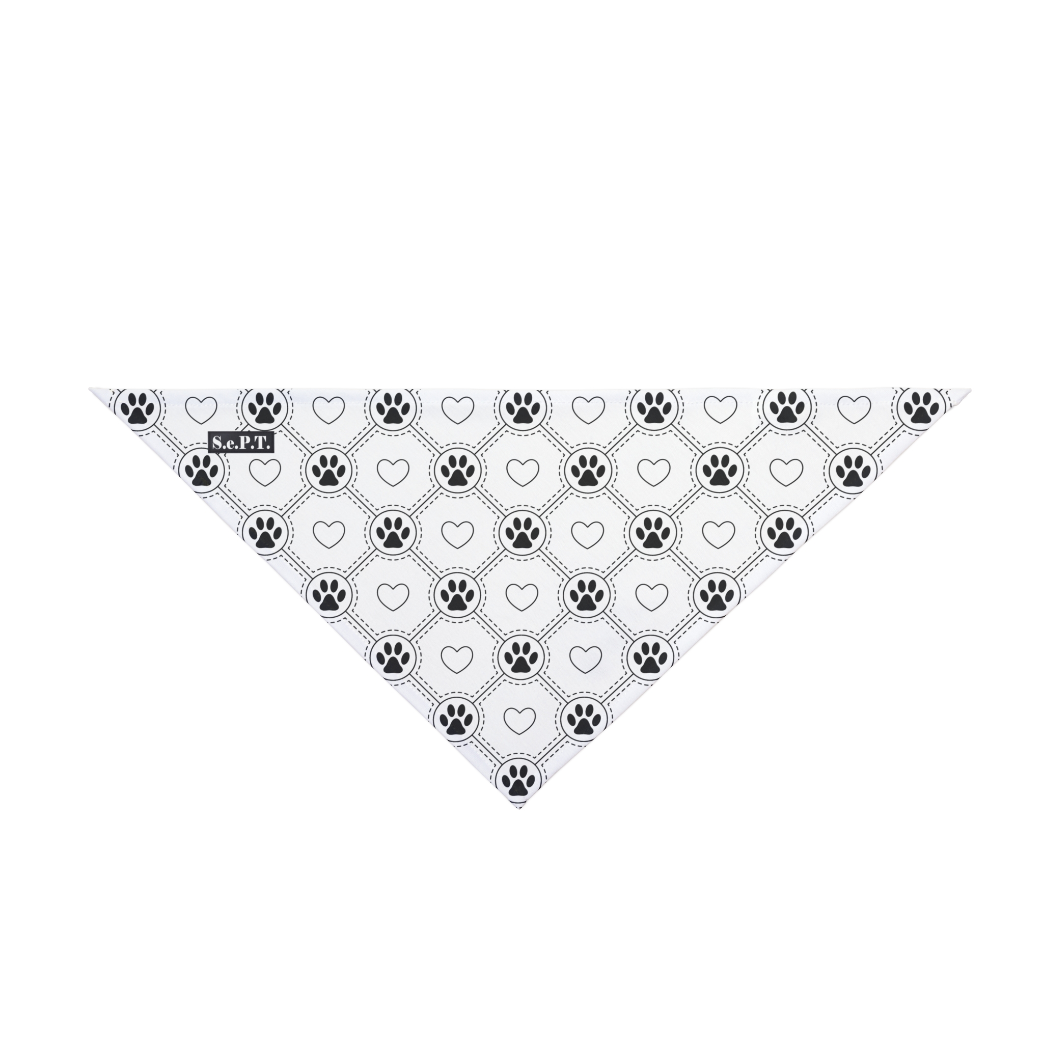 Black & White Heart & Paw Print Pet Bandana - (S.e.P.T.™) - Image 3
