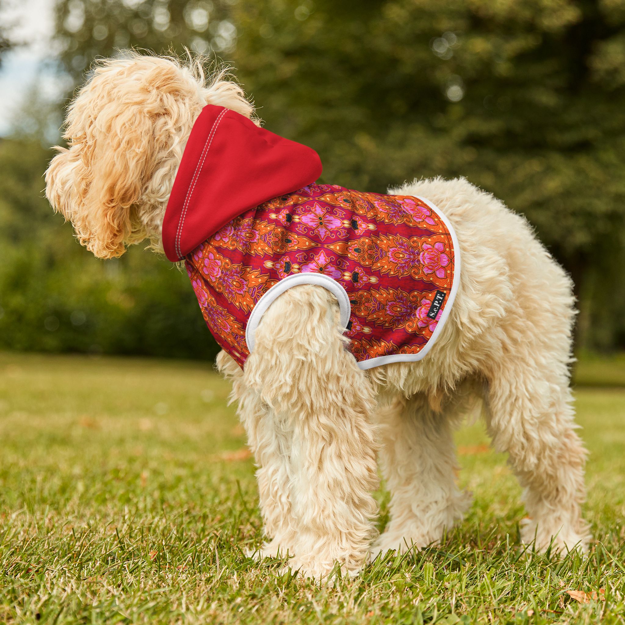 Bohemian Bright Fuchsia & Orange Geometric Pattern Cat & Dog Pet Hoodie - (S.e.P.T.™) - Image 5