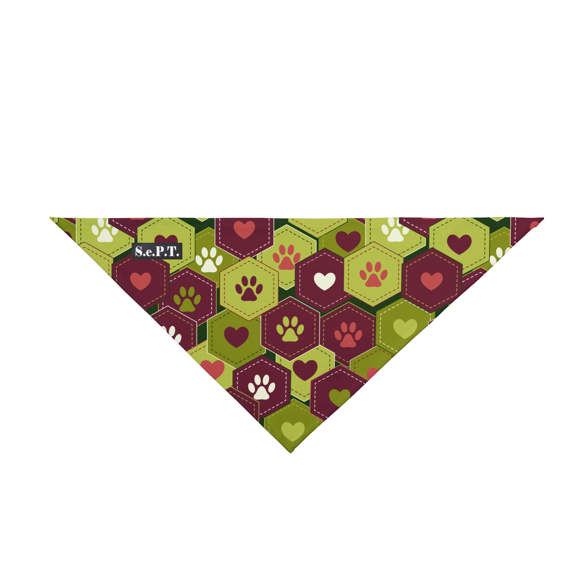 Maroon & Olive Green Hexagon Paw Pet Bandana - (S.e.P.T.™) - Image 3