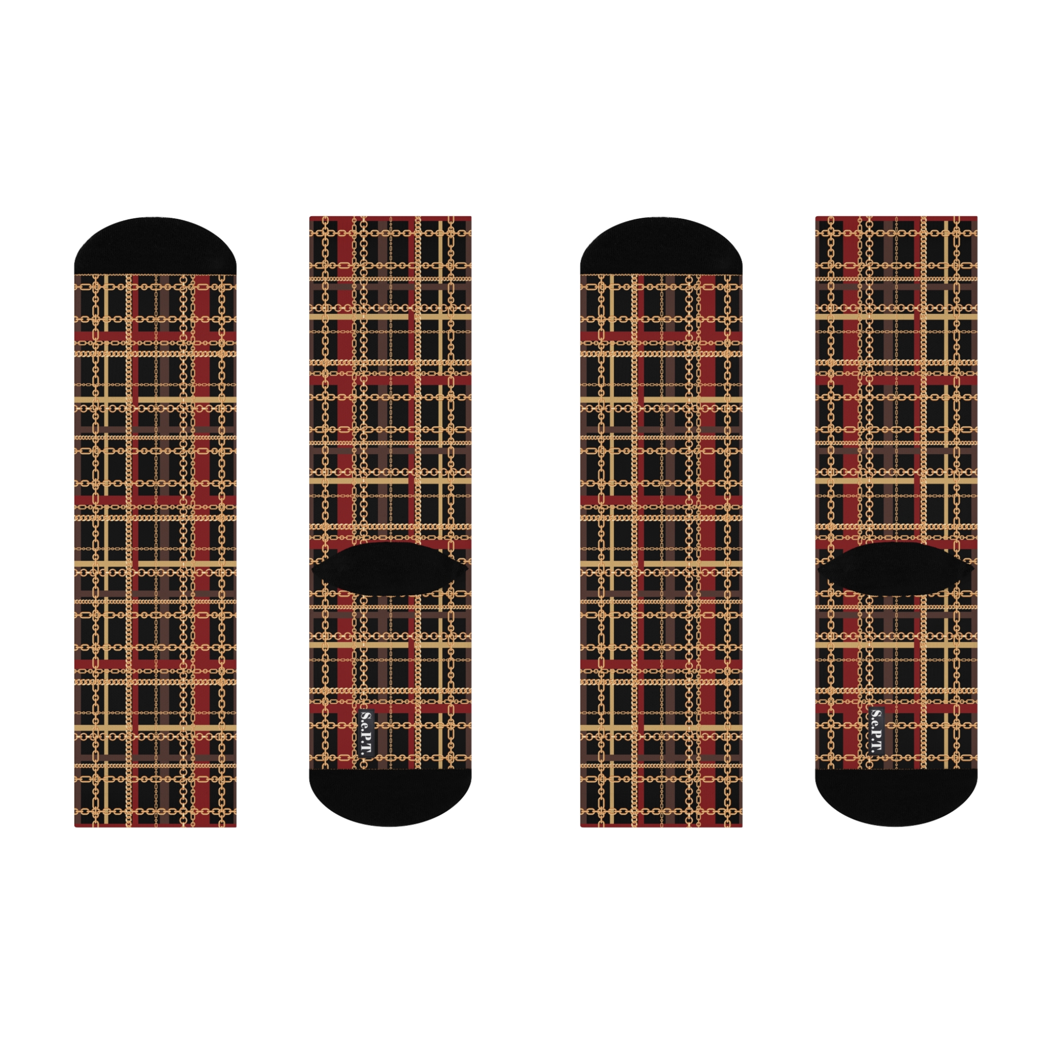 Regal Tartan Chain Plaid Print Cushioned Crew Socks (S.e.P.T.™) - Image 4