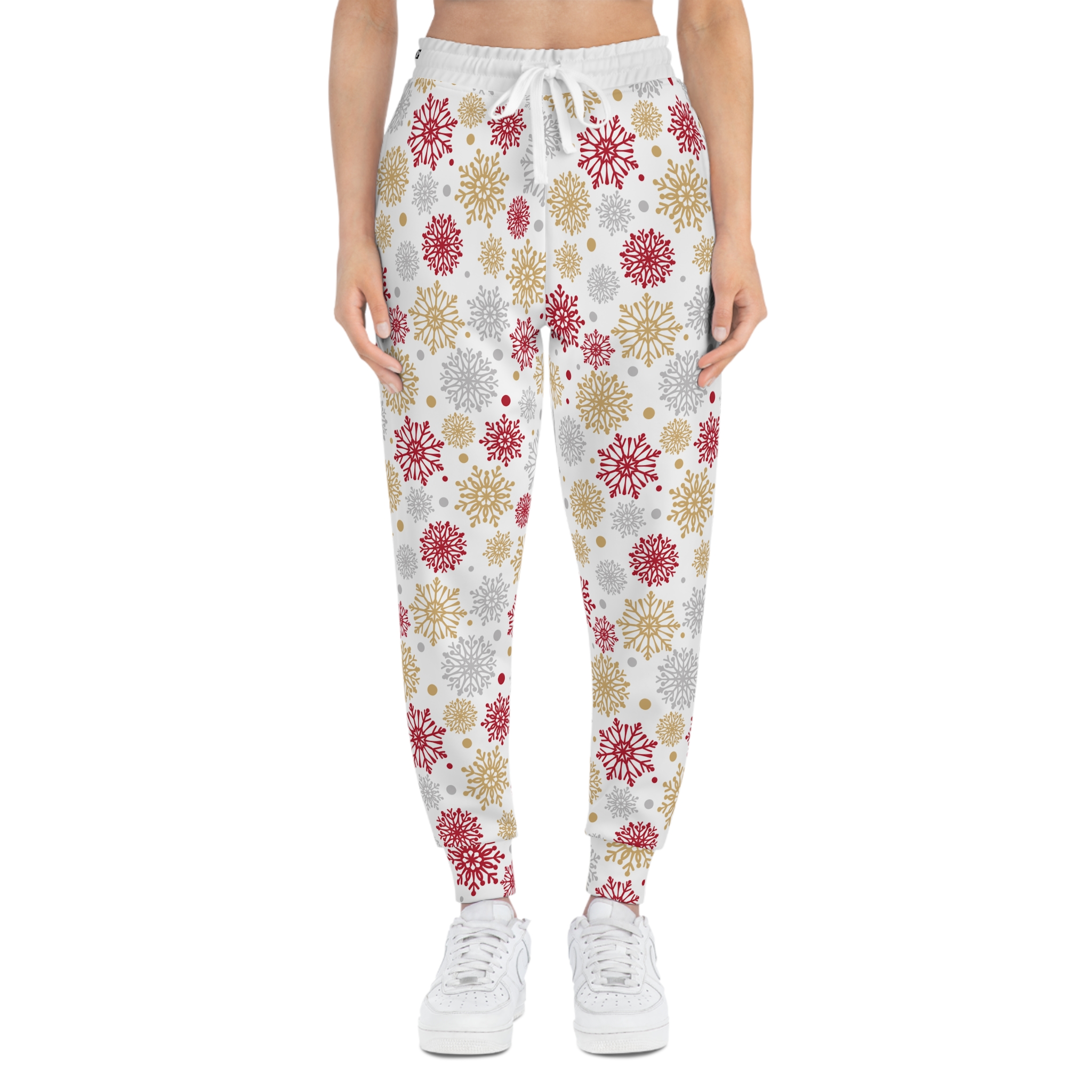Holly Jolly Gold & Silver Snowflake Athletic Joggers (S.e.P.T.)