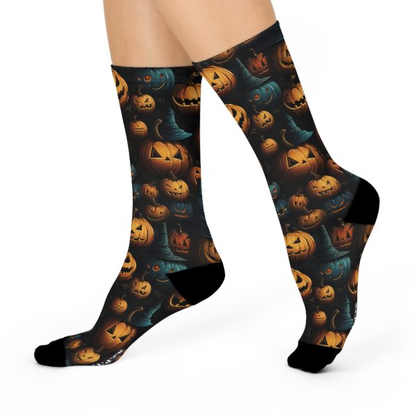 Witchy Night Blue & Orange Pumpkin Cushioned Crew Socks (S.e.P.T.) - Image 3