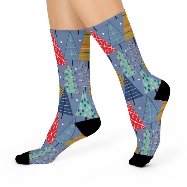 Blue Holiday Cheer Cushioned Crew Socks - Image 3