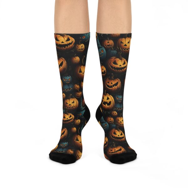 Witchy Night Blue & Orange Pumpkin Cushioned Crew Socks (S.e.P.T.)