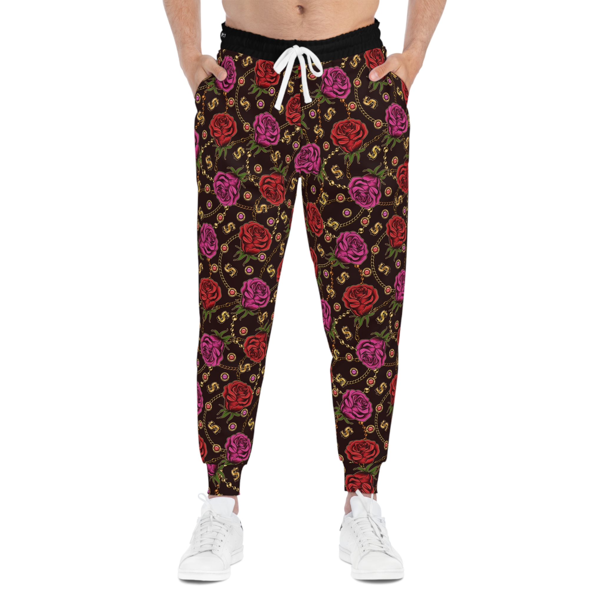 Dark Romantic Rose & Scroll Pattern Athletic Joggers (S.e.P.T.™) - Image 3