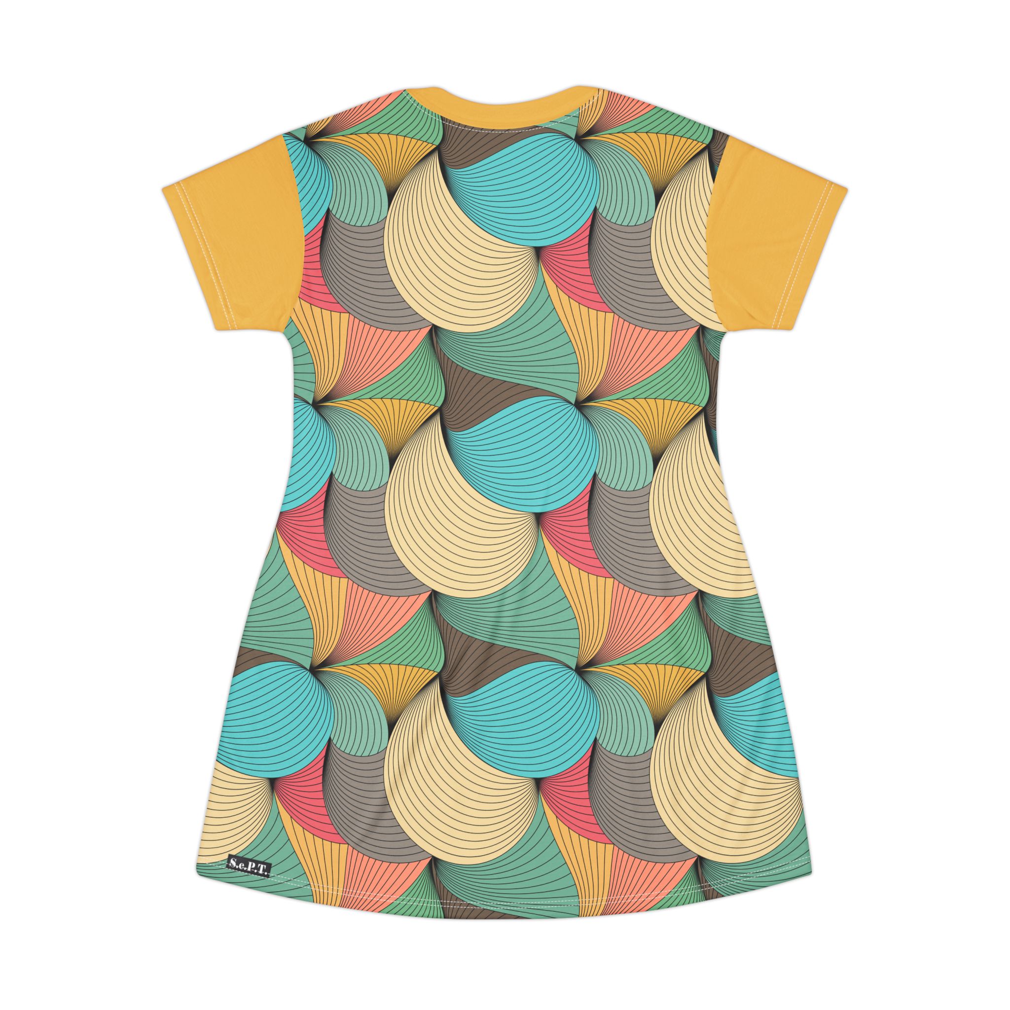 Mid-Century Modern Wavy Abstract T-Shirt Dress (S.e.P.T.™) - Image 3