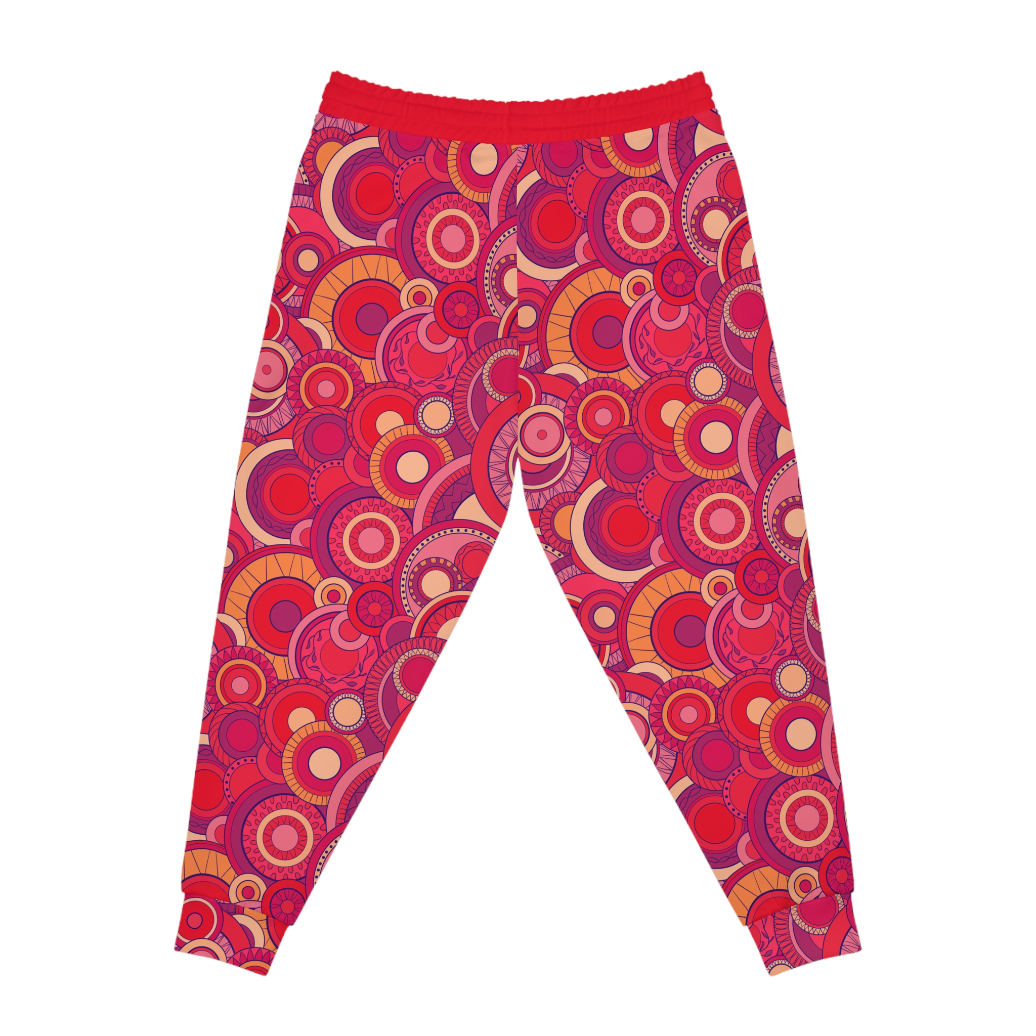 Bright Fuchsia Groovy Swirl Mandala Print Athletic Joggers (S.e.P.T.™) - Image 5