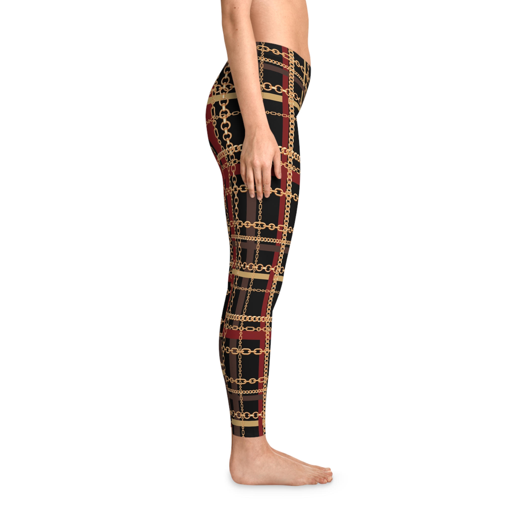 Regal Tartan Chain Plaid Print Stretchy Leggings (S.e.P.T.™) - Image 6