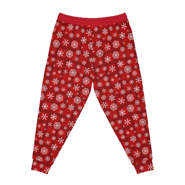 Holiday Cheer Red Tartan Snowflake Athletic Joggers (AOP) - Image 4
