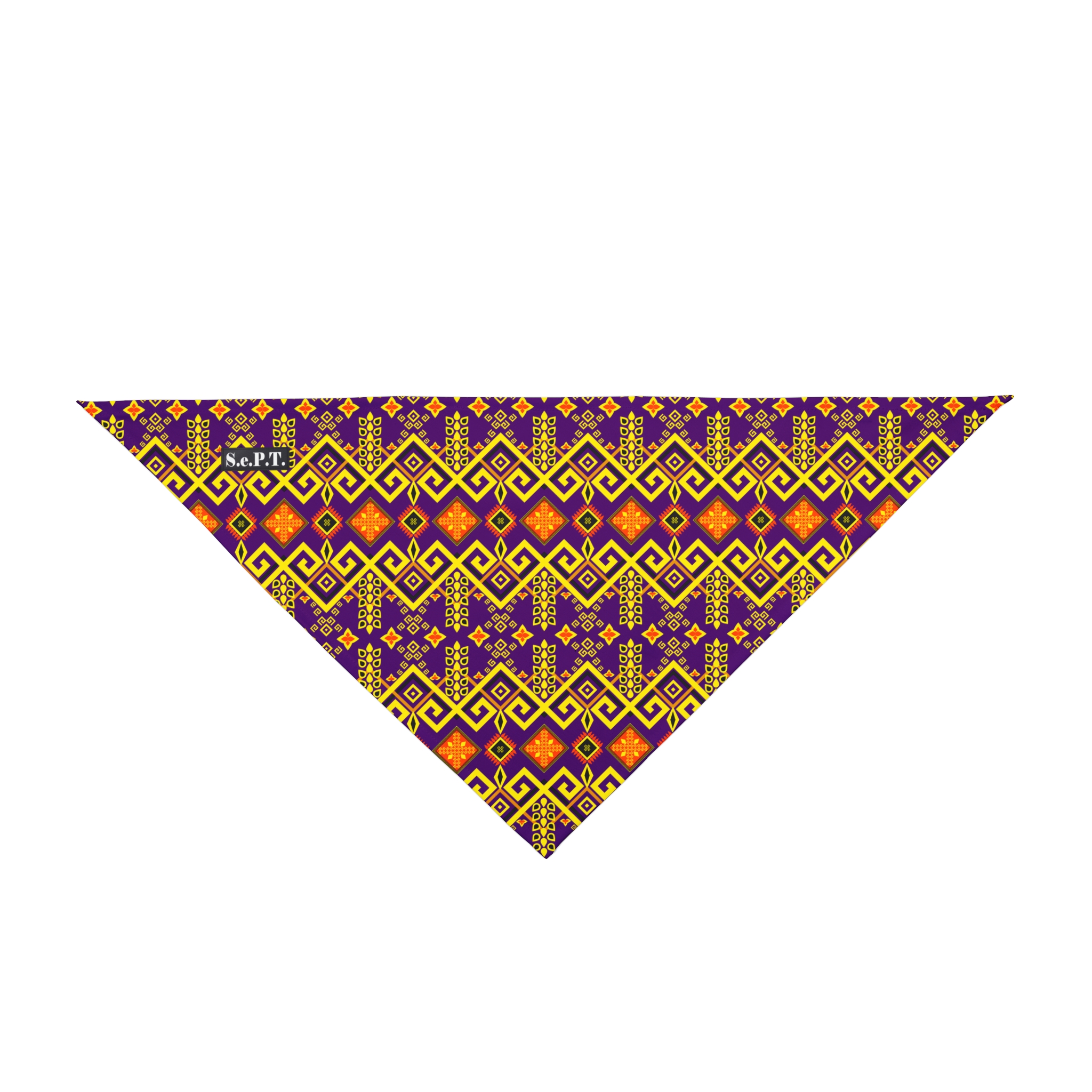 Tribal Maze Geometric Gold & Purple Print Dog Pet Bandana - (S.e.P.T.™) - Image 2