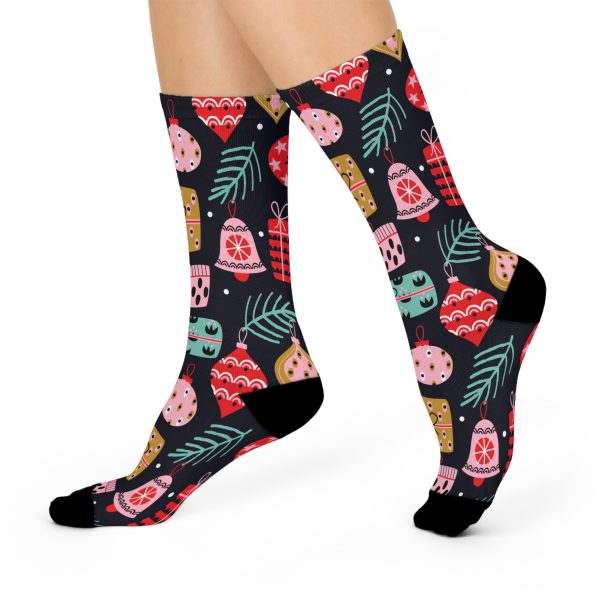 Holiday Cheer Ornaments (Design #2) Cushioned Crew Socks - Image 3
