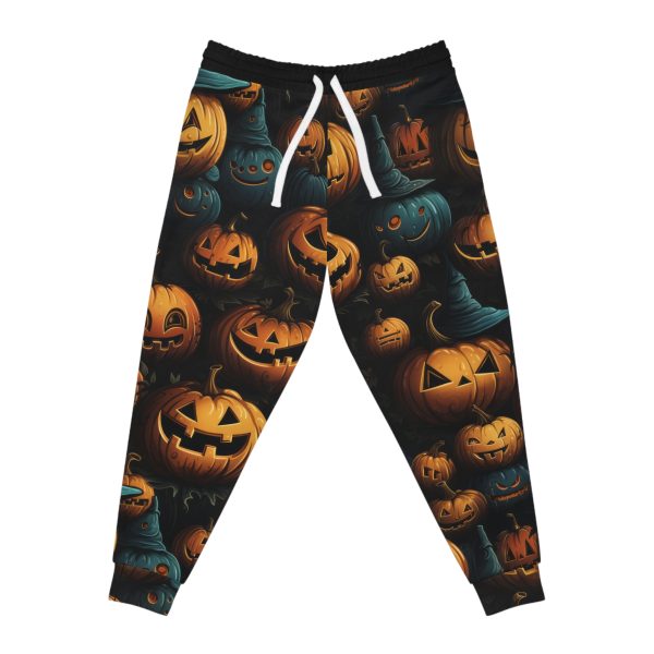 Witchy Night Blue & Orange Pumpkin Athletic Joggers (AOP) - Image 2