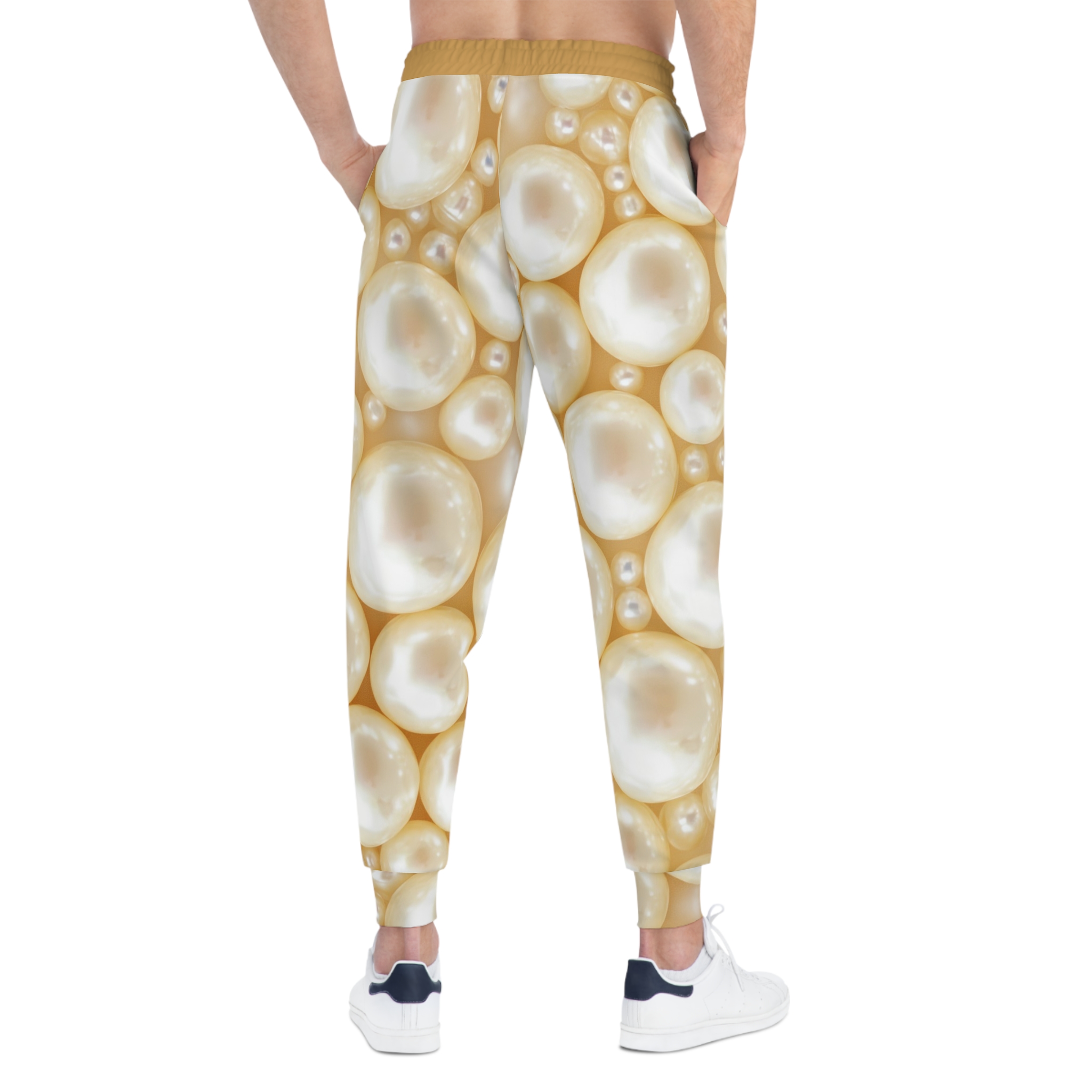 Elegant Ivory Pearl Bead Texture Print w/Treasure Pockets™ Athletic Joggers (S.e.P.T.™) - Image 6