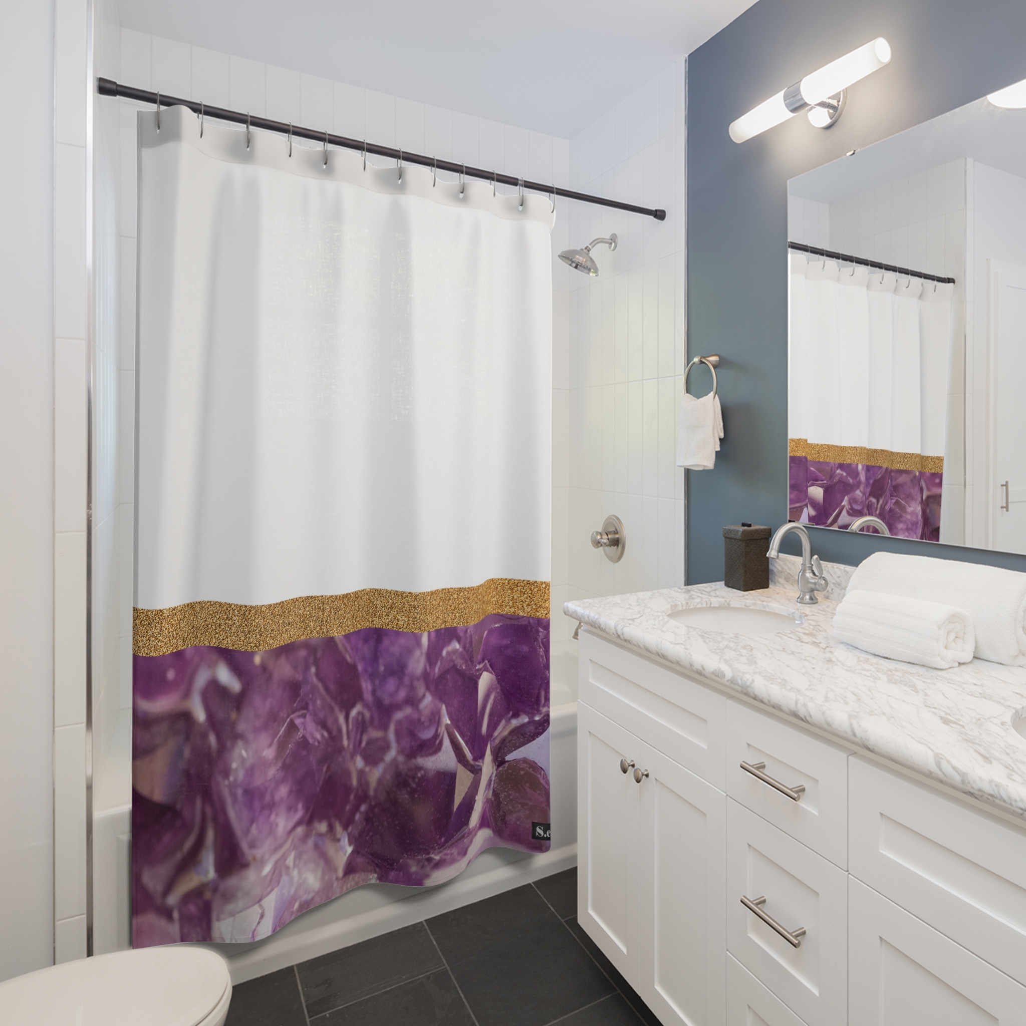 Purple Amethyst Crystal - Shower Curtain Option 2 - (S.e.P.T.) - Image 3
