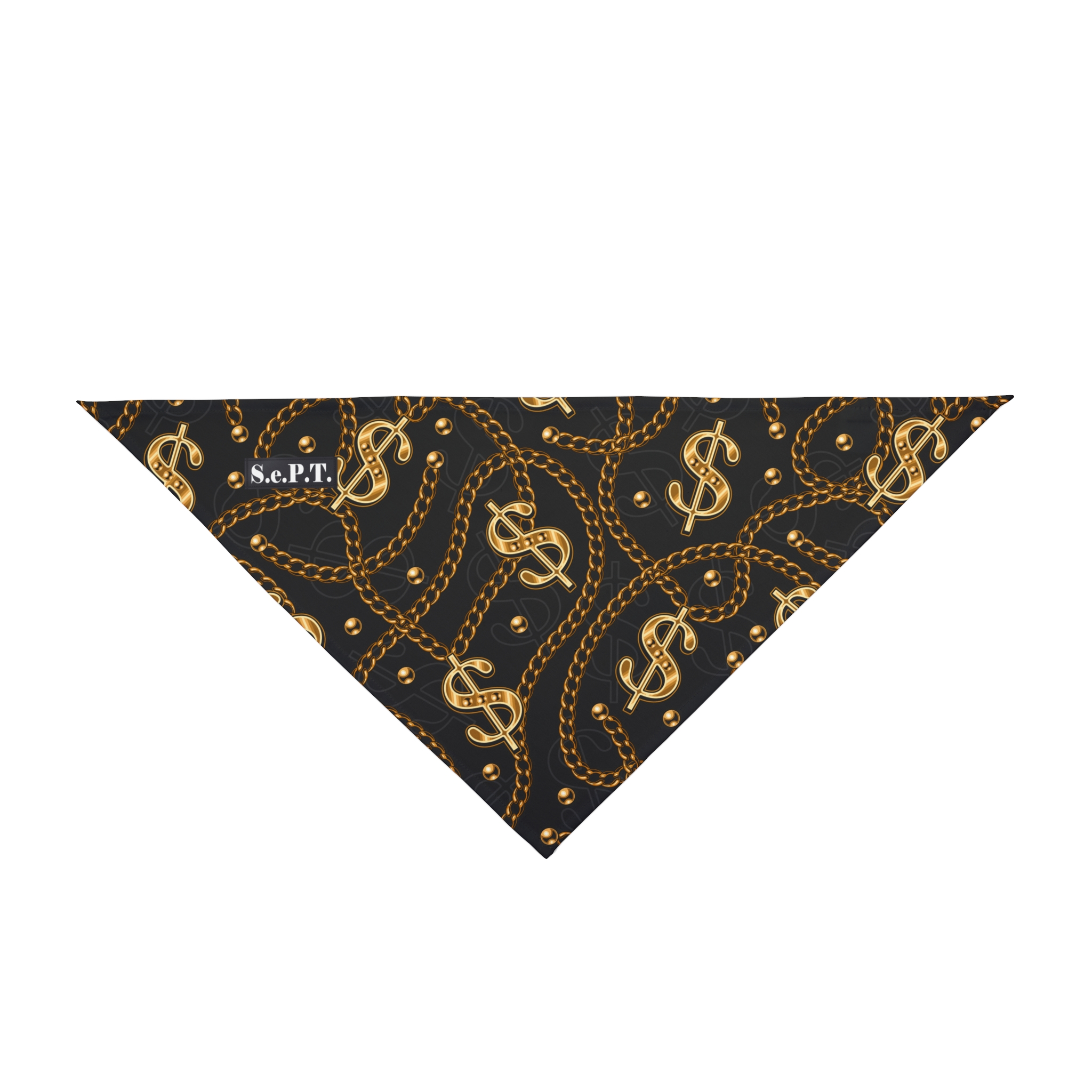 Gold Dollar Sign Chain Tangle Pattern Pet Bandana - (S.e.P.T.)