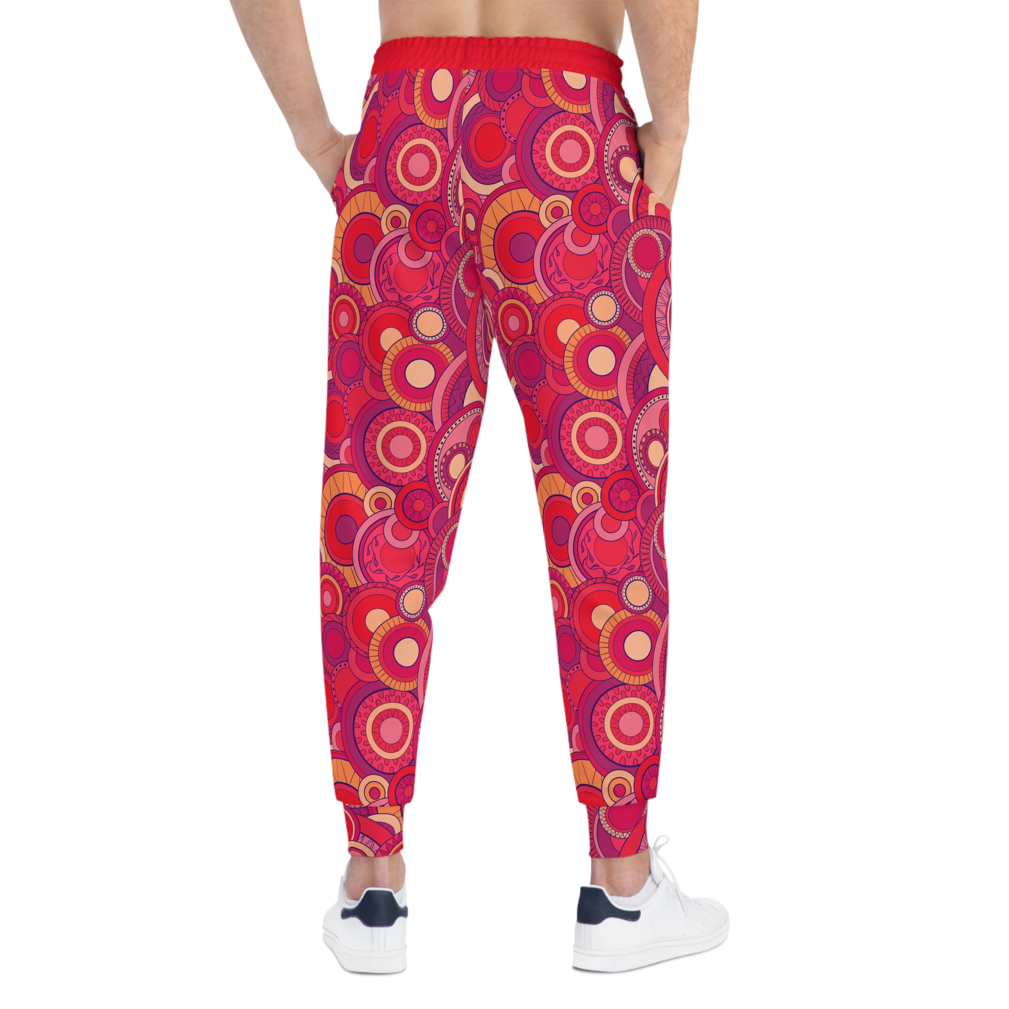 Bright Fuchsia Groovy Swirl Mandala Print Athletic Joggers (S.e.P.T.™) - Image 6