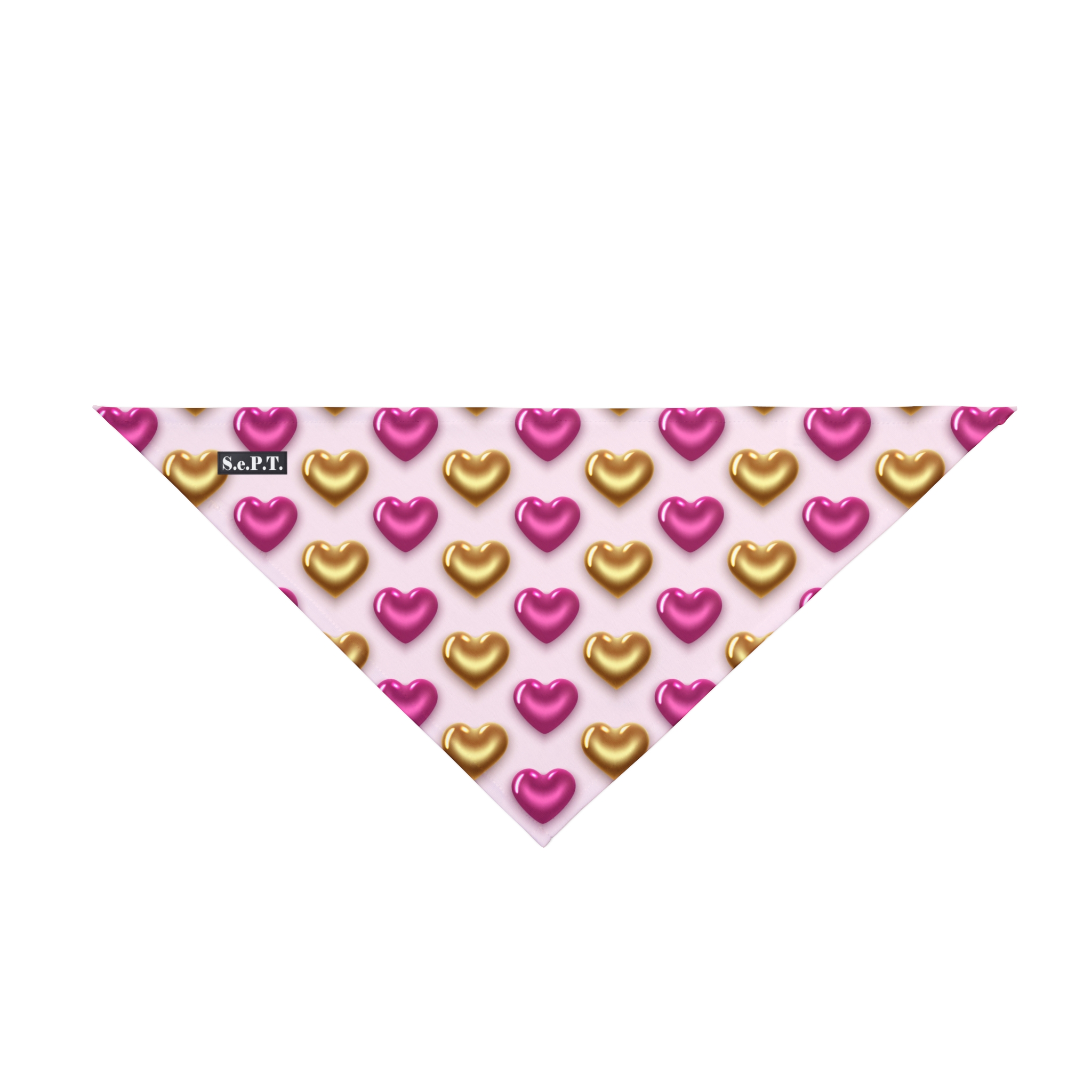 Glossy Pink & Gold Hearts Pattern Pet Bandana - (S.e.P.T.™) - Image 3