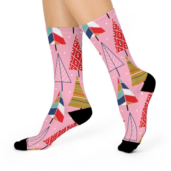 Pink Holiday Cheer Cushioned Crew Socks - Image 3