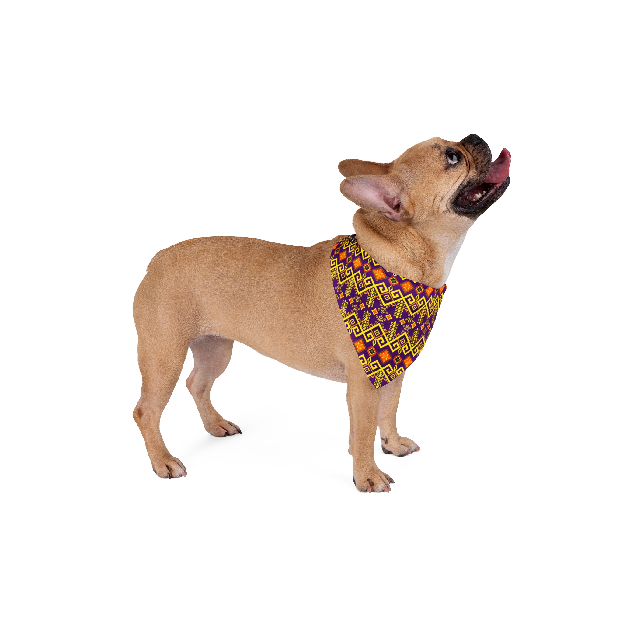 Tribal Maze Geometric Gold & Purple Print Dog Pet Bandana - (S.e.P.T.™)