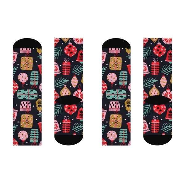 Holiday Cheer Ornaments (Design #2) Cushioned Crew Socks - Image 4