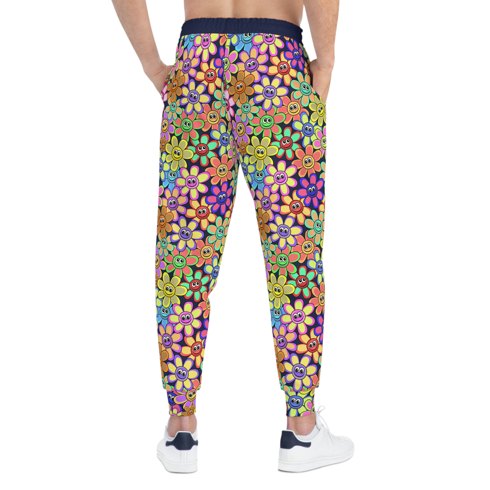 Groovy Multi-Color Smiling Daisy Print w/Treasure Pockets™ Athletic Joggers (S.e.P.T.™) - Image 6