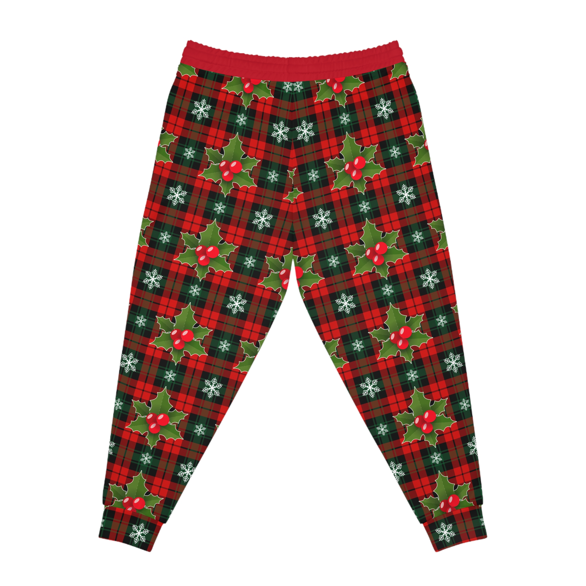 Festive Christmas Holly Plaid Print w/Treasure Pockets™ Athletic Joggers (S.e.P.T.™) - Image 5
