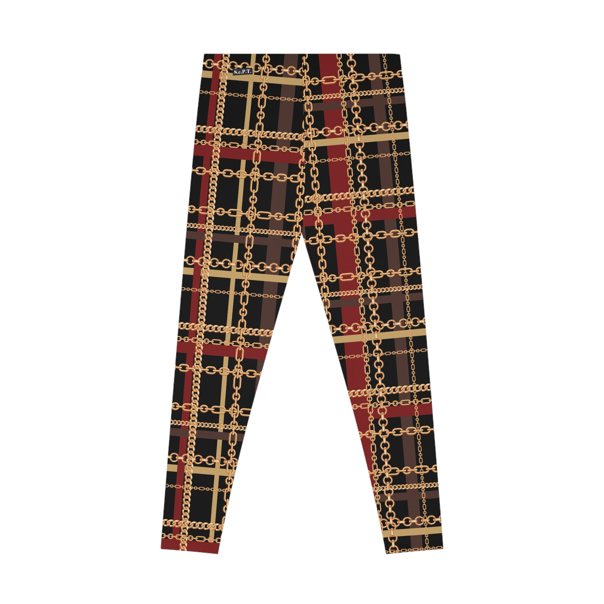 Regal Tartan Chain Plaid Print Stretchy Leggings (S.e.P.T.™) - Image 3
