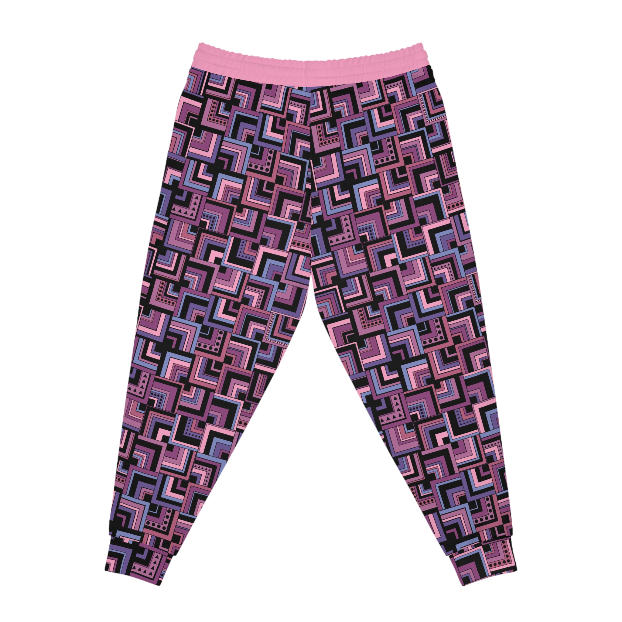 Purple Retro Corner Block Geometric Print Athletic Joggers (S.e.P.T.™) - Image 5