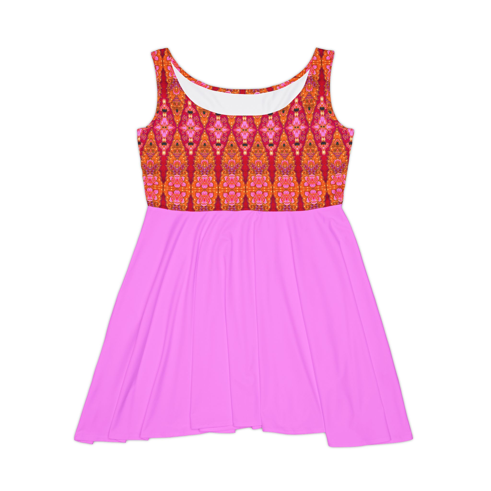 Bohemian Bright Fuchsia Geometric Fuchsia Women's Skater Dress (S.e.P.T.™) - Image 3