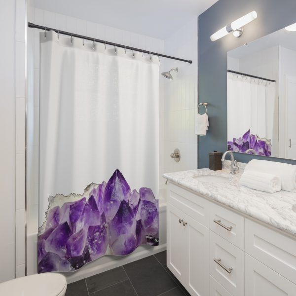 Purple Amethyst Crystal Geode - Shower Curtain Option 1 - (S.e.P.T.) - Image 3