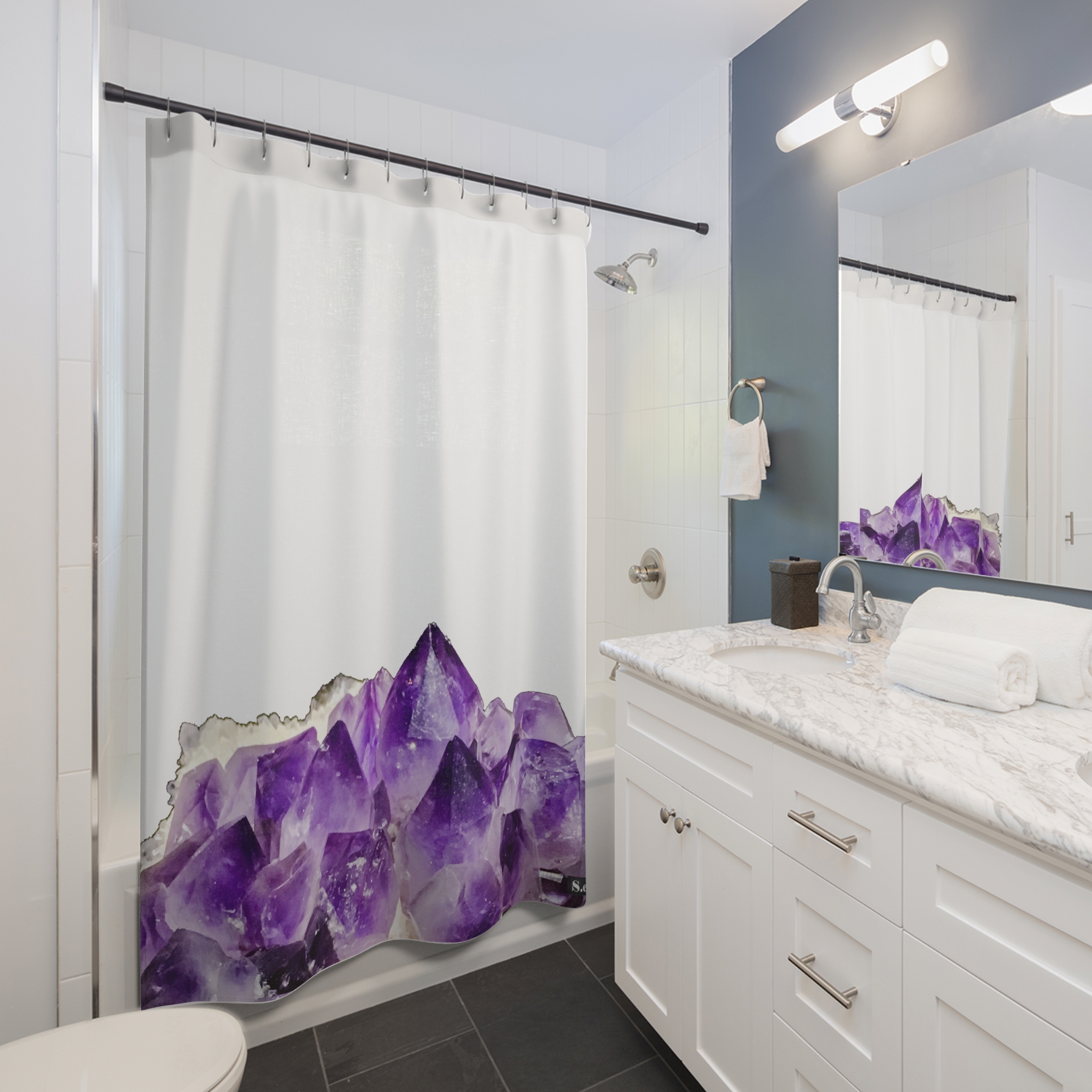 Purple Amethyst Crystal Geode - Shower Curtain Option 1 - (S.e.P.T.) - Image 3