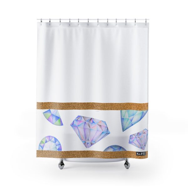 Blue & Purple Gemstone Faceted Crystals (watercolor style) Shower Curtain Option 2 - (S.e.P.T.)