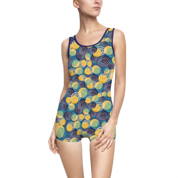 Abstract Concentric Circle Women's Vintage Swimsuit (AOP)