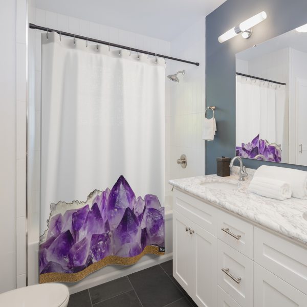 Purple Amethyst Crystal Geode - Shower Curtain Option 2 - (S.e.P.T.) - Image 3