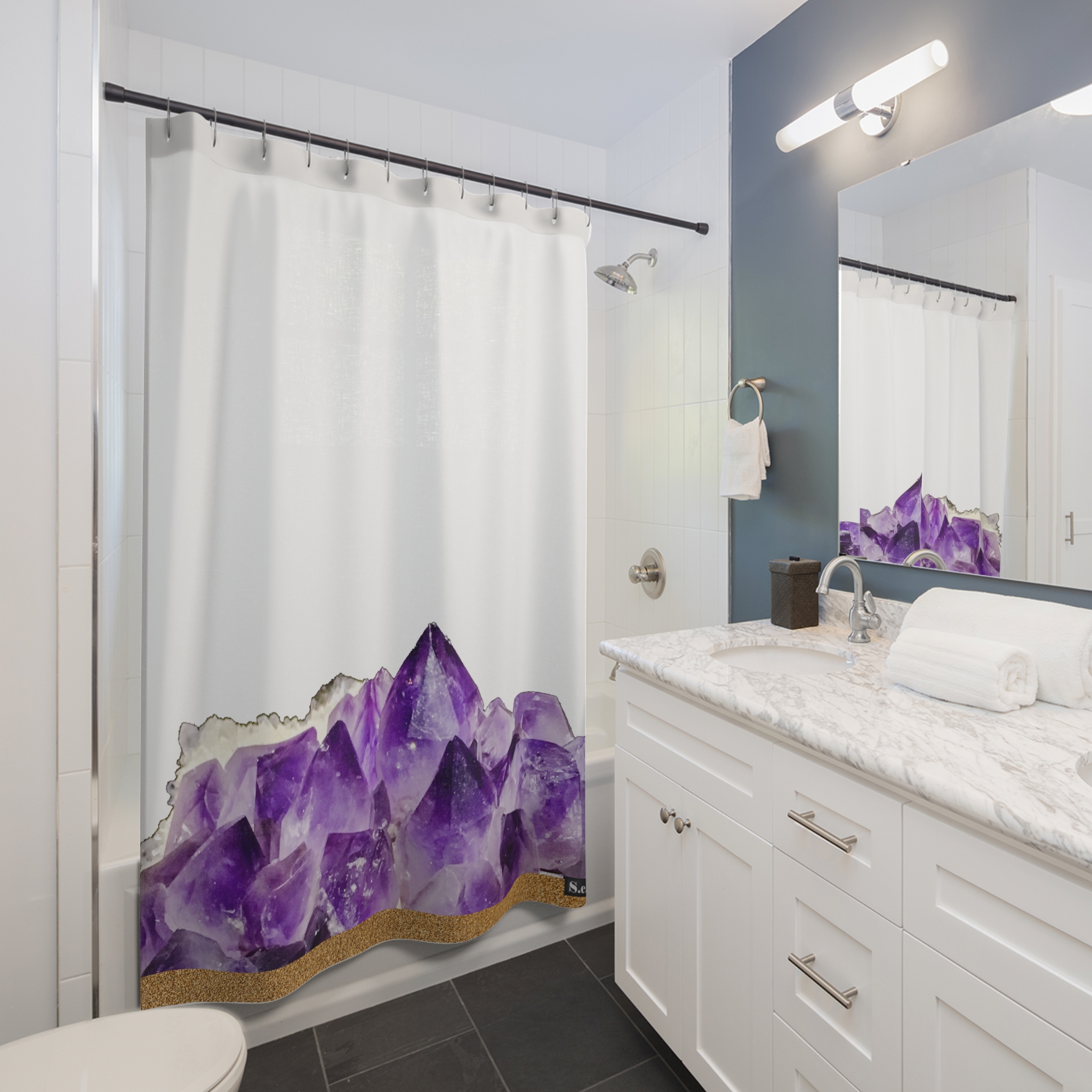 Purple Amethyst Crystal Geode - Shower Curtain Option 2 - (S.e.P.T.) - Image 3