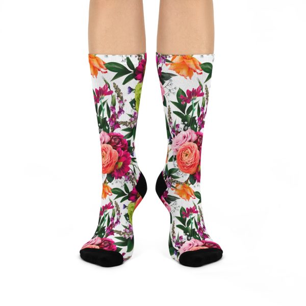 Luxe Botanical Print Cushioned Crew Socks