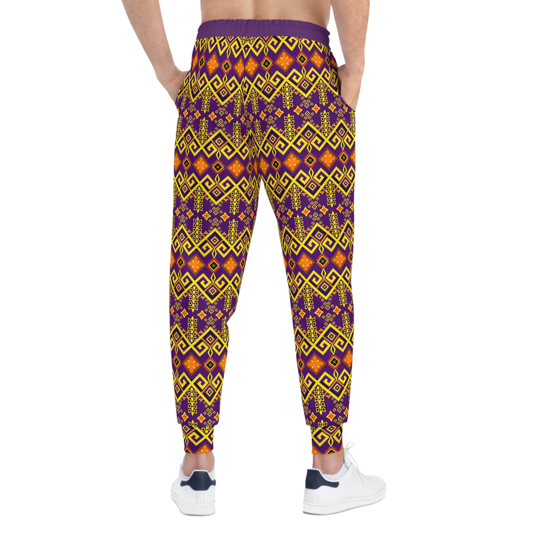 Tribal Maze Geometric Gold & Purple Print Athletic Joggers (S.e.P.T.™) - Image 6