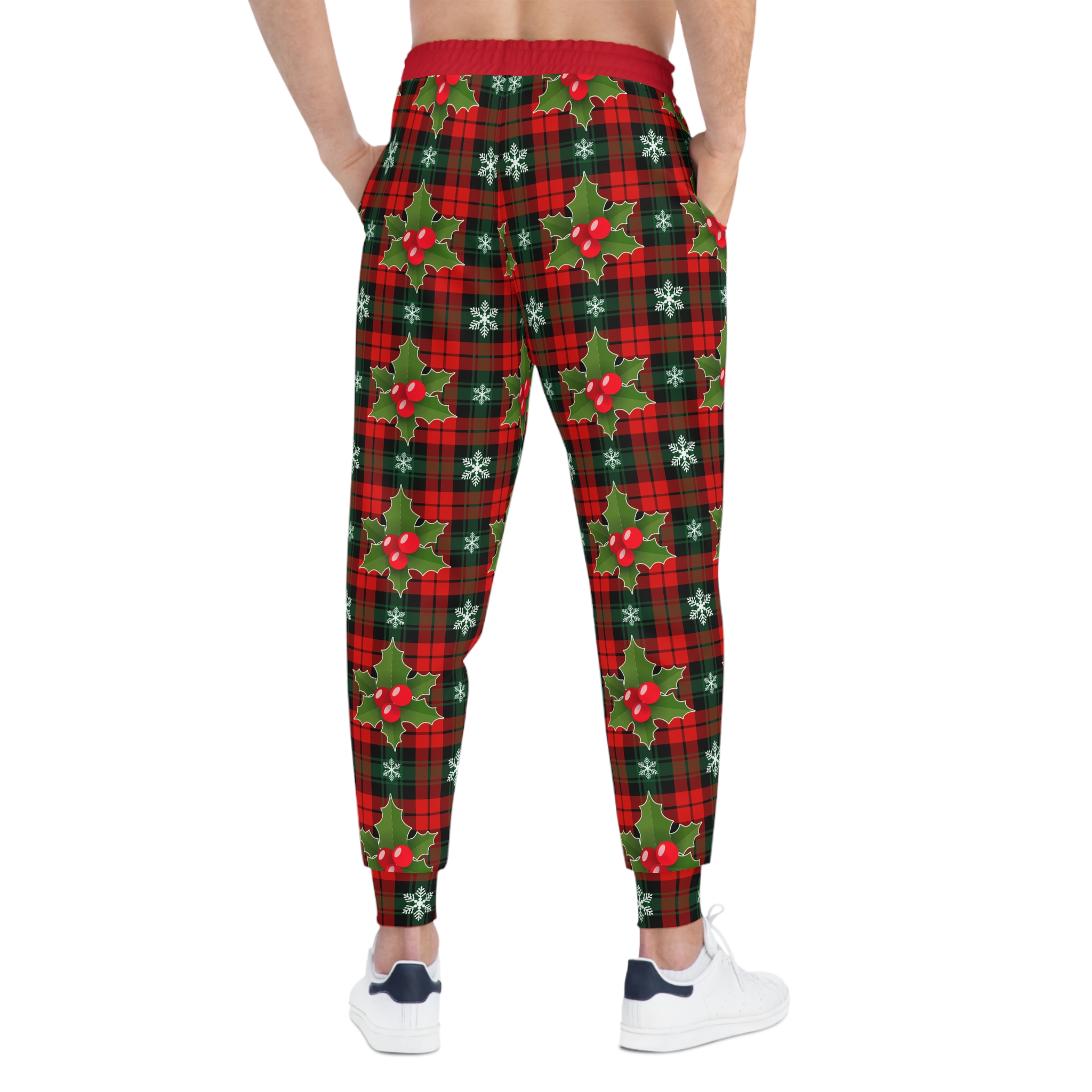 Festive Christmas Holly Plaid Print w/Treasure Pockets™ Athletic Joggers (S.e.P.T.™) - Image 6