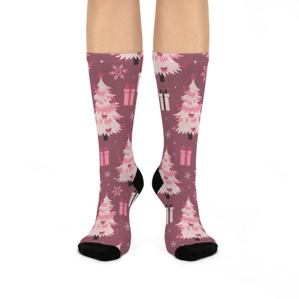Pink Holiday Dreams Cushioned Crew Socks