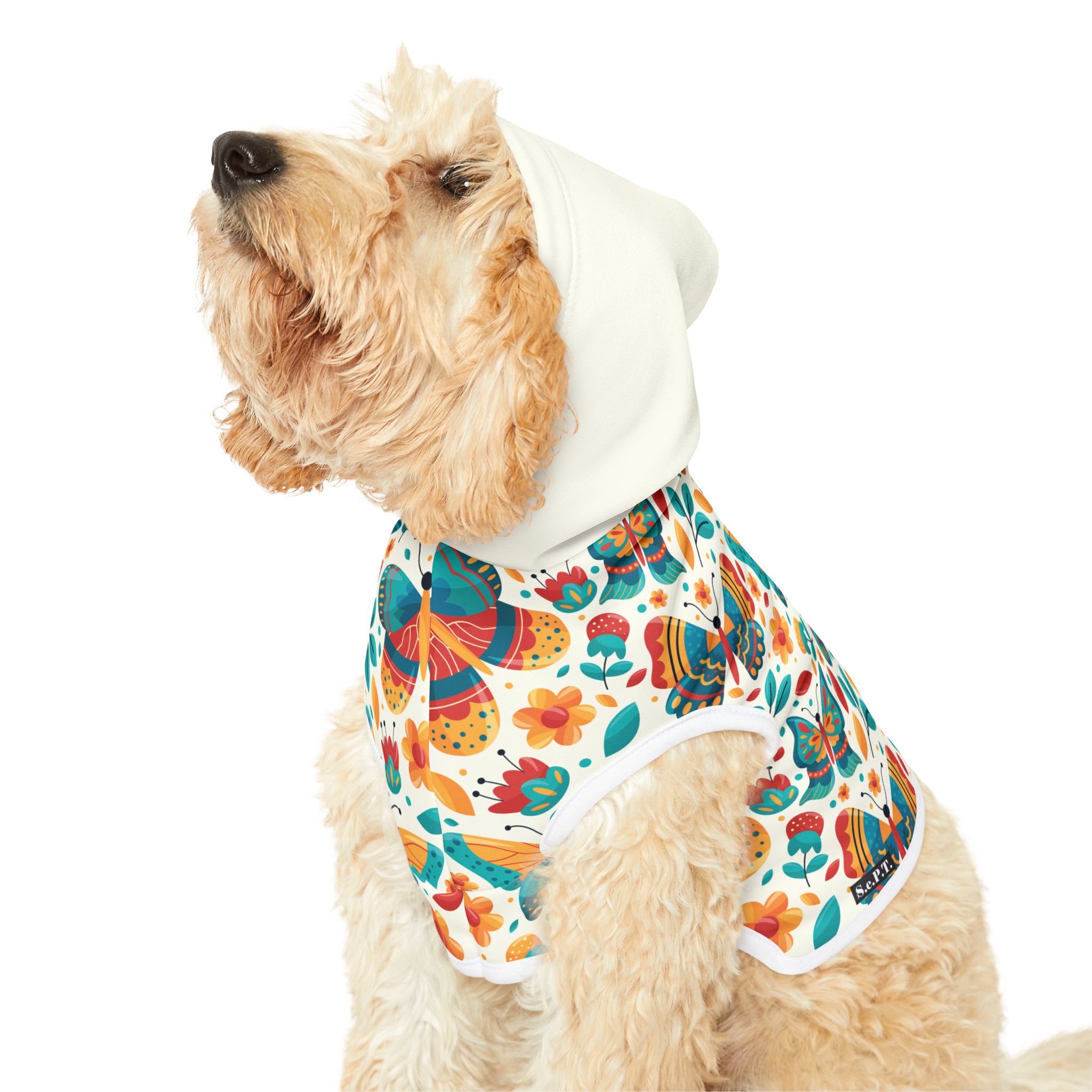 Whimsical Retro Butterfly Garden Print Cat & Dog Pet Hoodie - (S.e.P.T.™) - Image 8