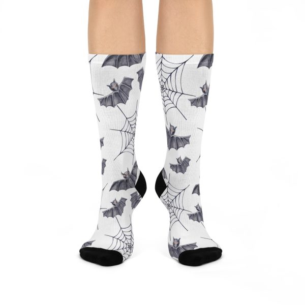 Flying Bats & Spiderweb Pattern Cushioned Crew Socks