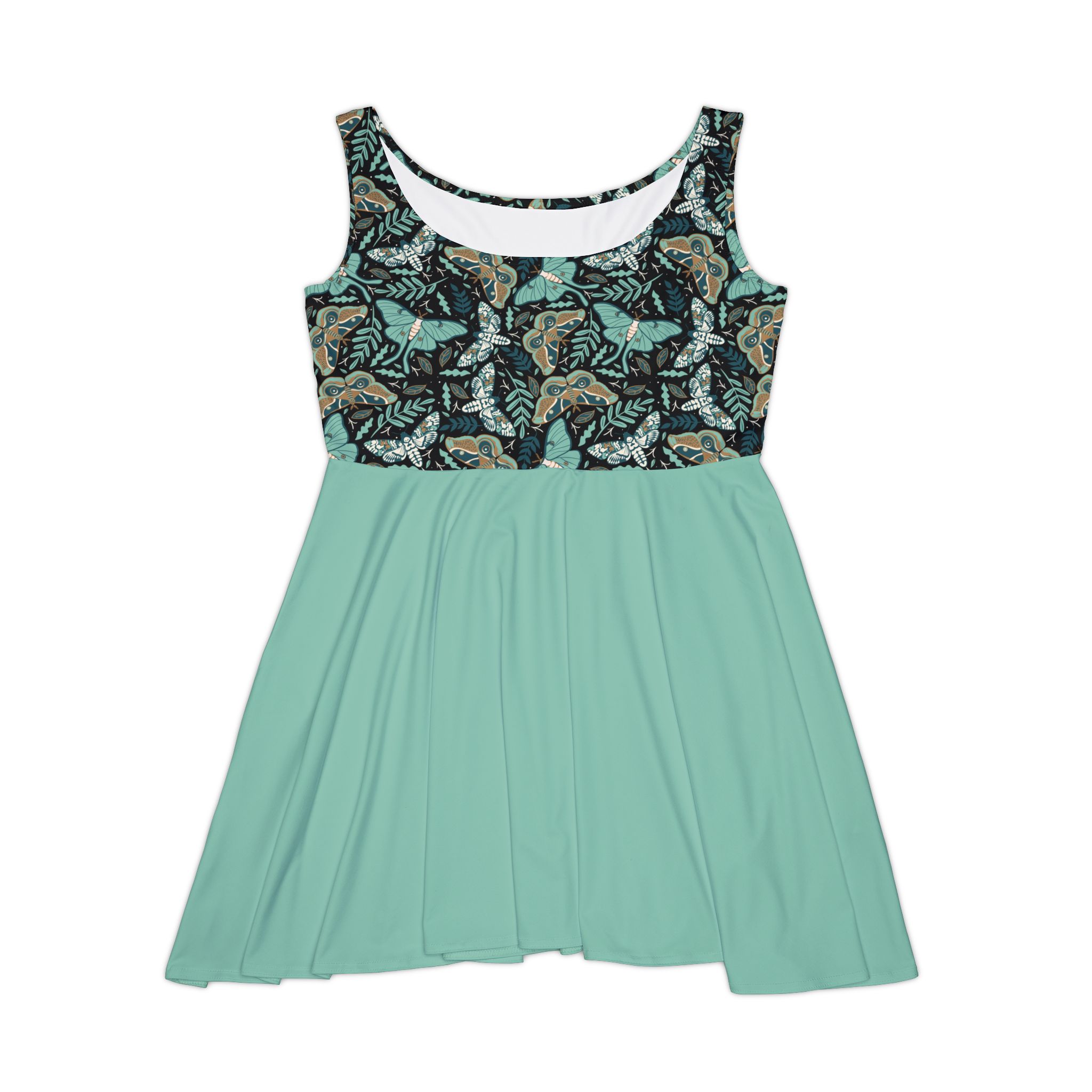 Dark Moody Teal Butterfly & Botanical Women's Skater Dress (S.e.P.T.™) - Image 3