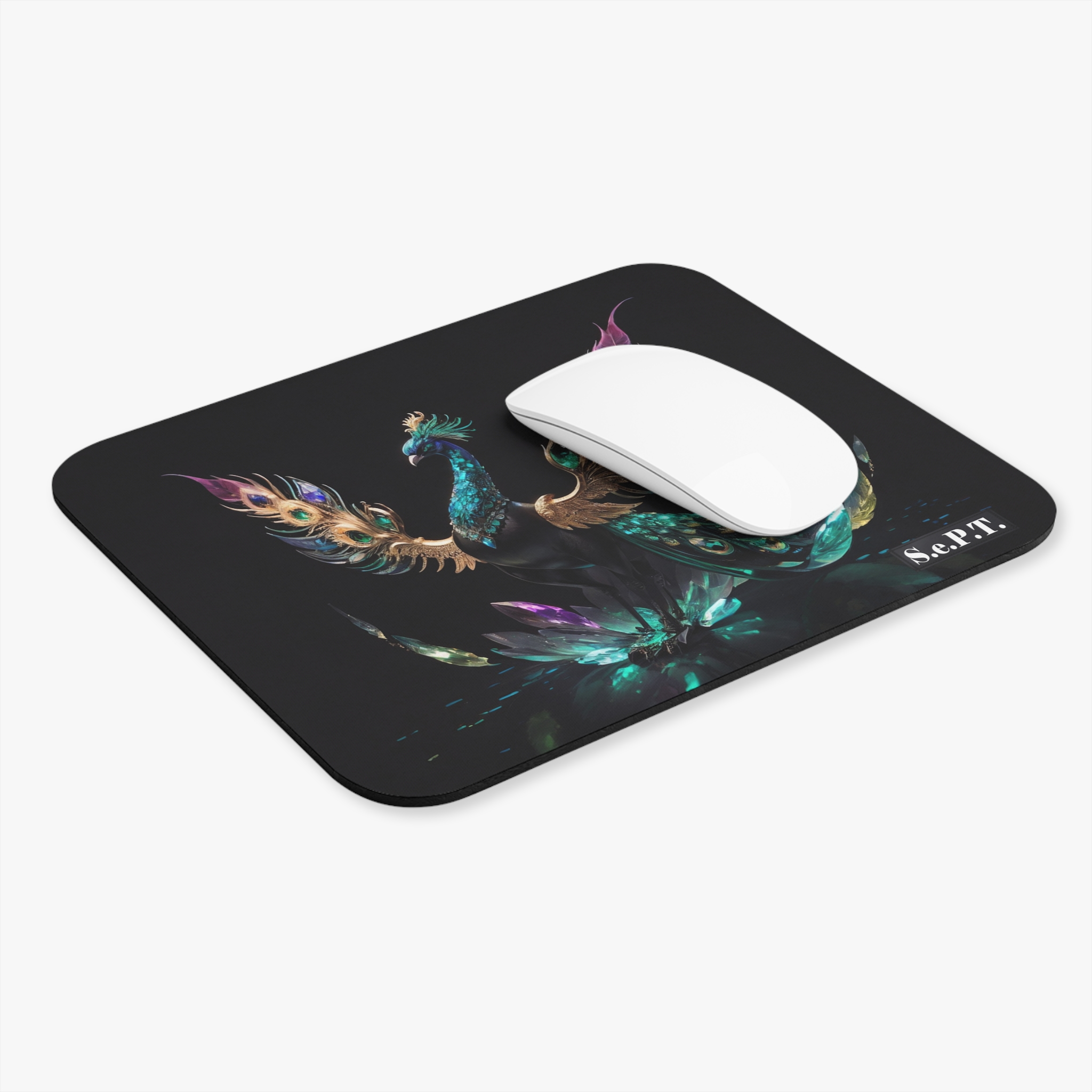 Peacock Jeweled Majesty Colorful Faceted Gemstones - Mouse Pad - (S.e.P.T.) - Image 3