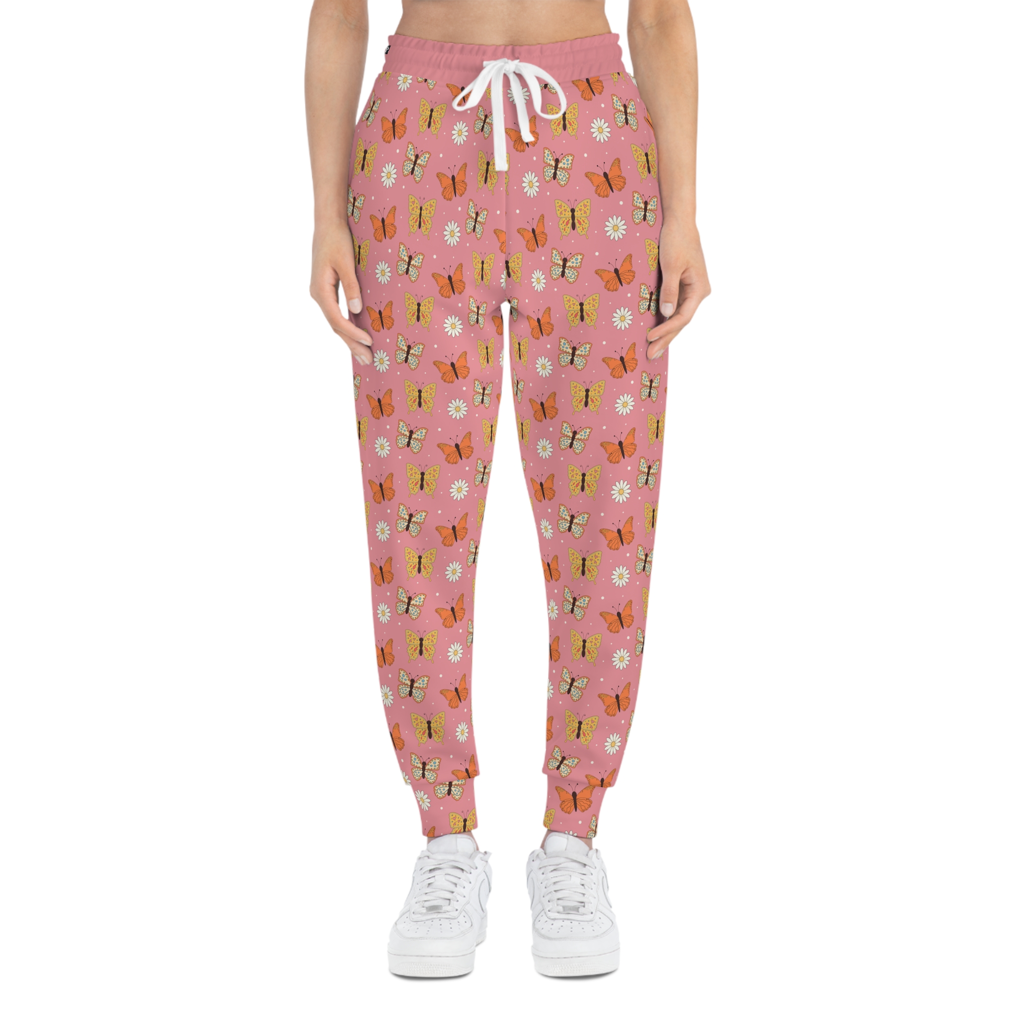 70s Retro Groovy Butterfly & Daisy Print w/Treasure Pockets™ Athletic Joggers (S.e.P.T.™) - Image 2