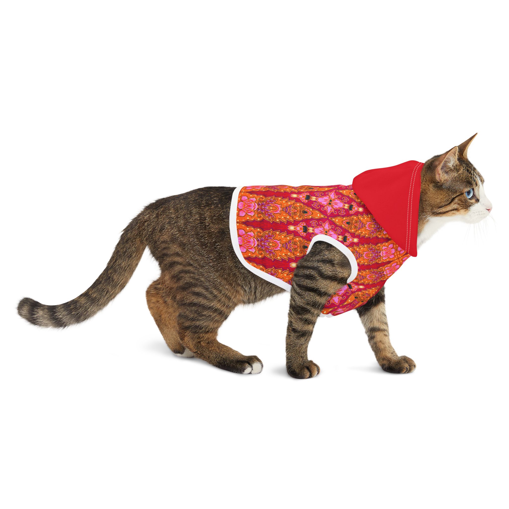 Bohemian Bright Fuchsia & Orange Geometric Pattern Cat & Dog Pet Hoodie - (S.e.P.T.™) - Image 8