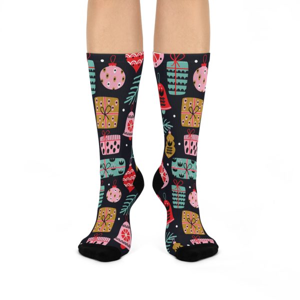 Holiday Cheer Ornaments (Design #2) Cushioned Crew Socks