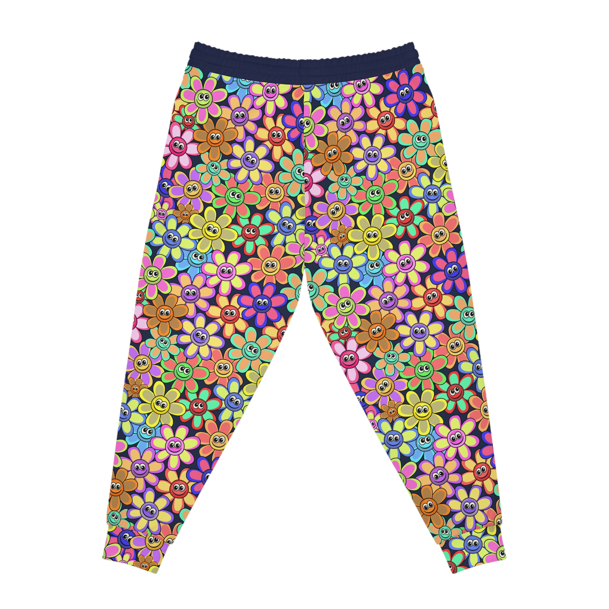 Groovy Multi-Color Smiling Daisy Print w/Treasure Pockets™ Athletic Joggers (S.e.P.T.™) - Image 5